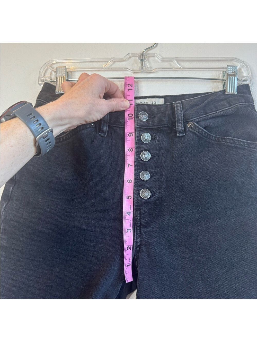 FREE PEOPLE High-Rise Black/Grey Stonewashed Denim - Picture 5 of 12